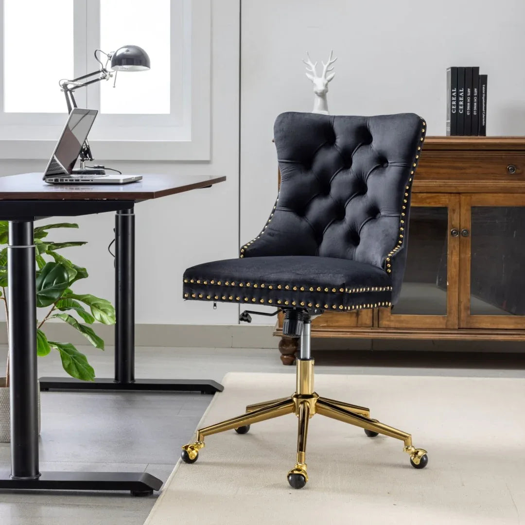 Velvet Home Office Chair- Black - Mekamart Australia