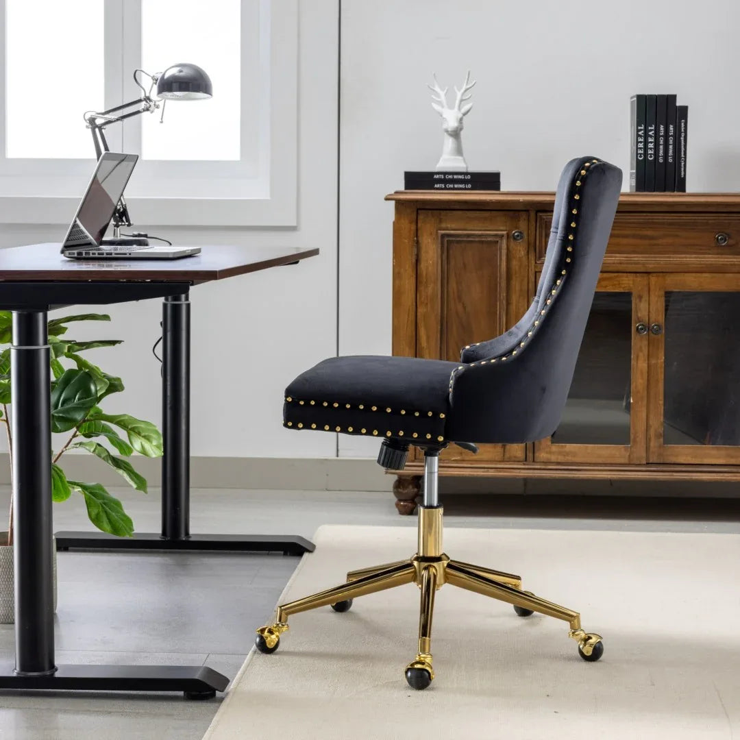 Velvet Home Office Chair- Black - Mekamart Australia