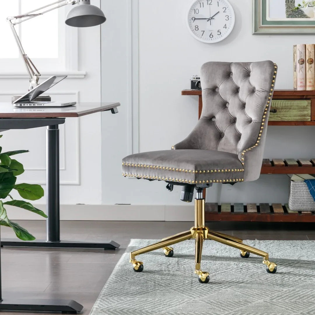Velvet Home Office Chair- Grey - Mekamart Australia