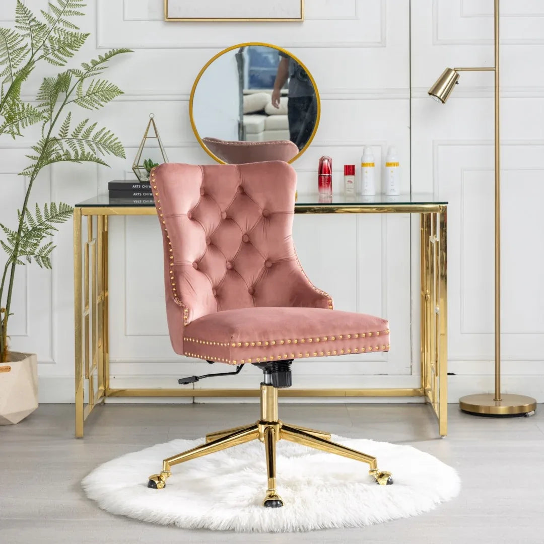 Velvet Home Office Chair- Pink - Mekamart Australia