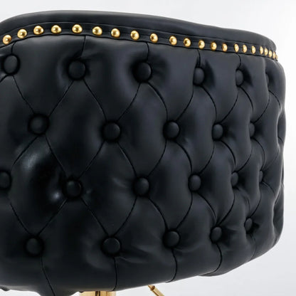 2x Faux Leather Golden Base Swivel Bar Stools- Black - Mekamart Australia