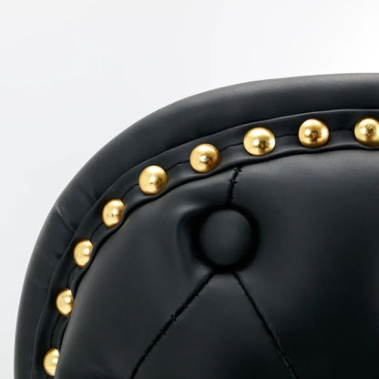 2x Faux Leather Golden Base Swivel Bar Stools- Black - Mekamart Australia