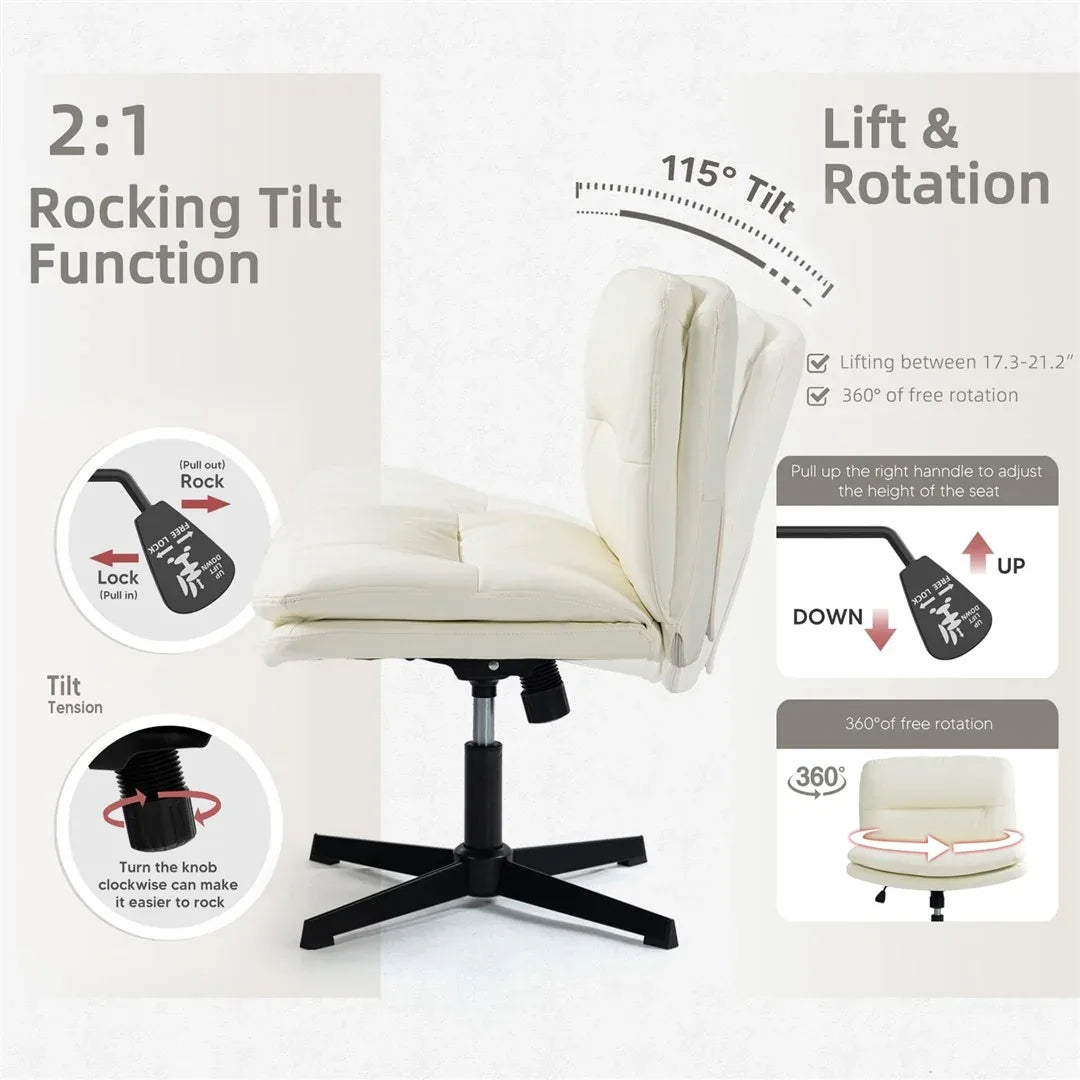 Faux Leather Home Office Chair -Beige - Mekamart Australia