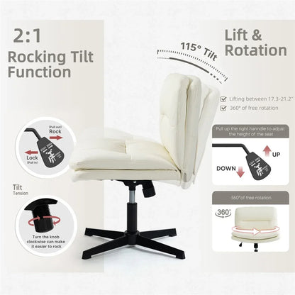 Faux Leather Home Office Chair -Beige - Mekamart Australia