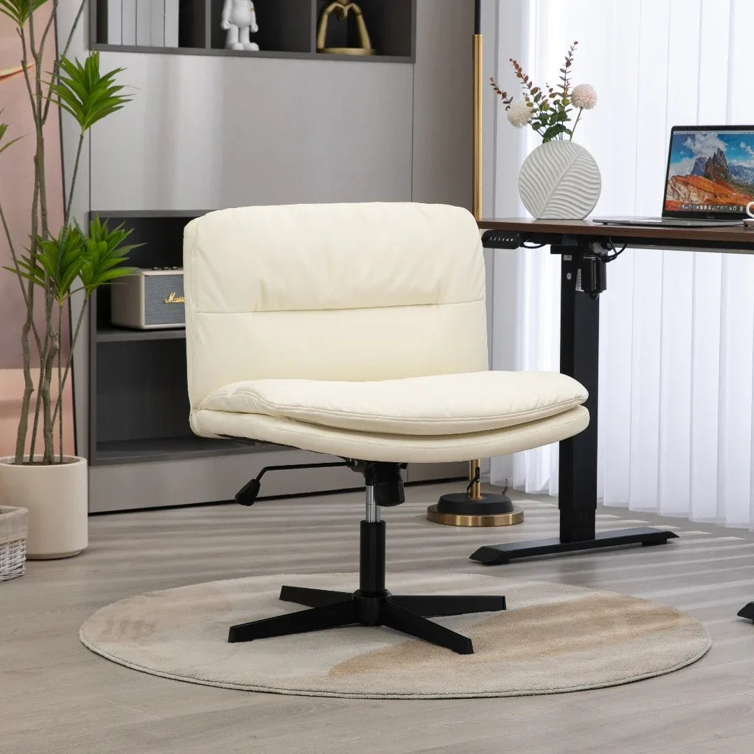 Faux Leather Home Office Chair -Beige - Mekamart Australia