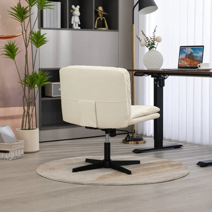 Faux Leather Home Office Chair -Beige - Mekamart Australia