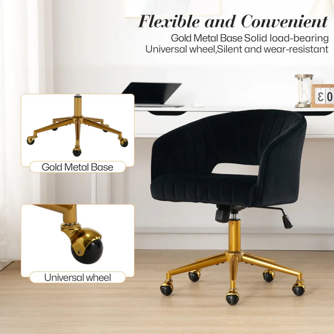 Velvet Home Office Chair- Black - Mekamart Australia