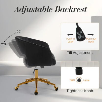 Velvet Home Office Chair- Black - Mekamart Australia