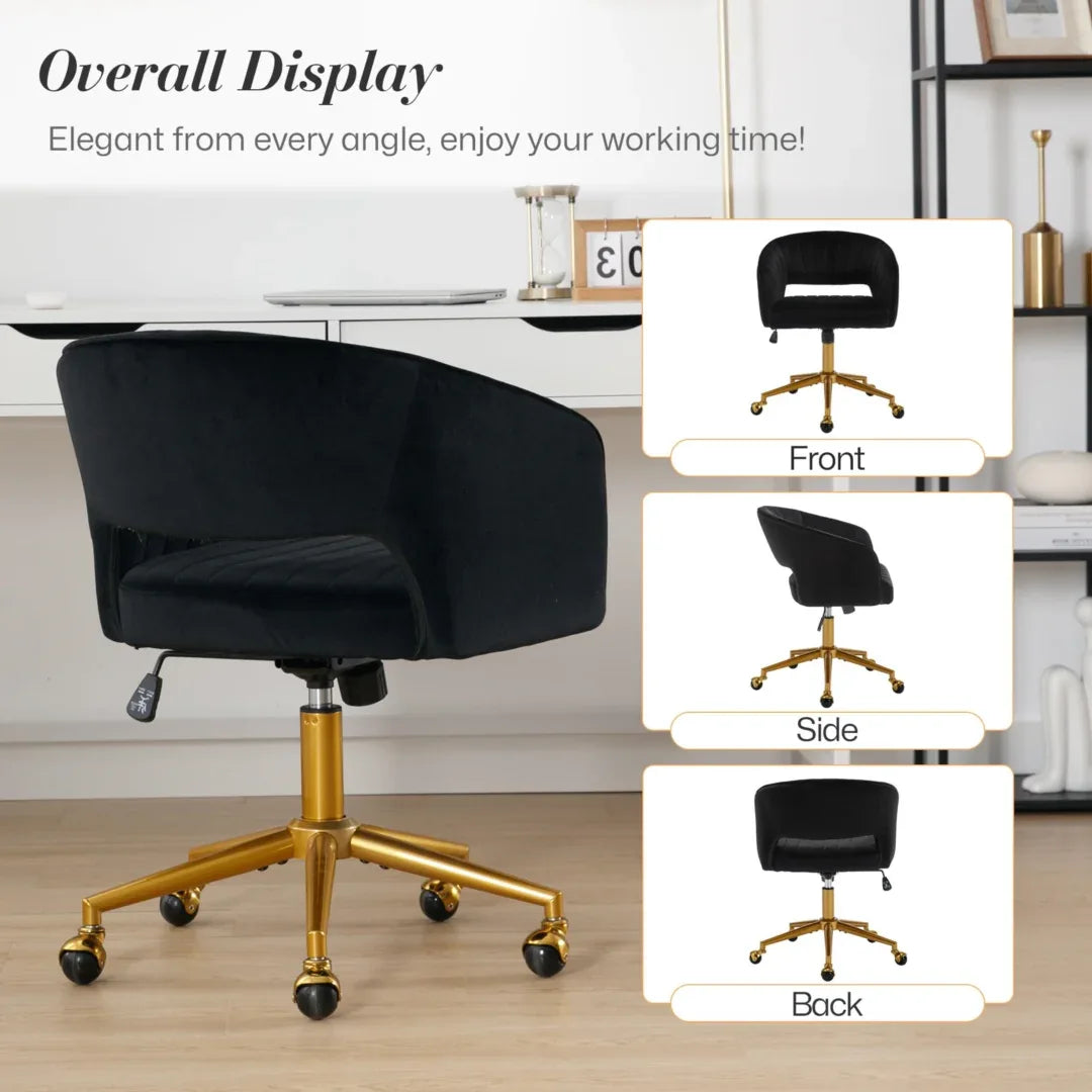 Velvet Home Office Chair- Black - Mekamart Australia