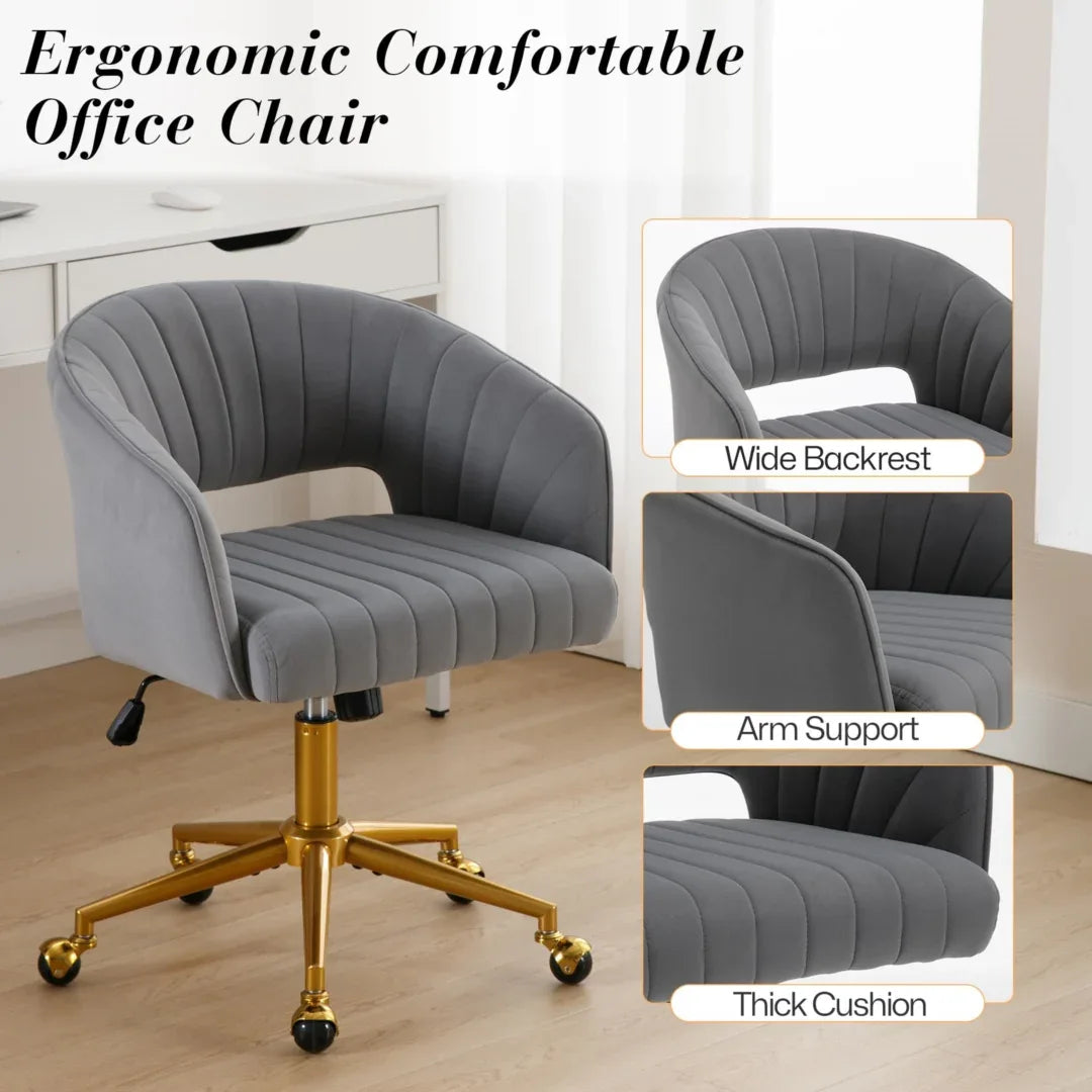 Velvet Home Office Chair- Grey - Mekamart Australia
