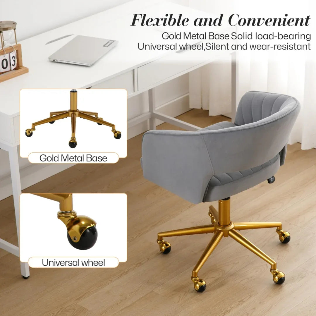 Velvet Home Office Chair- Grey - Mekamart Australia