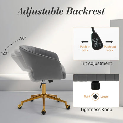 Velvet Home Office Chair- Grey - Mekamart Australia