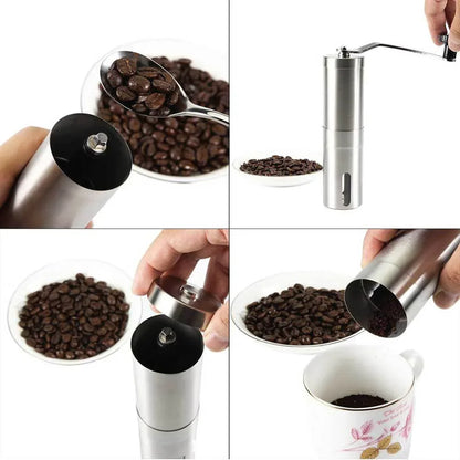 Coffee Bean Grinder - Stainless Steel Ceramic Burr Manual Hand Crank Nut Mill - Mekamart Australia