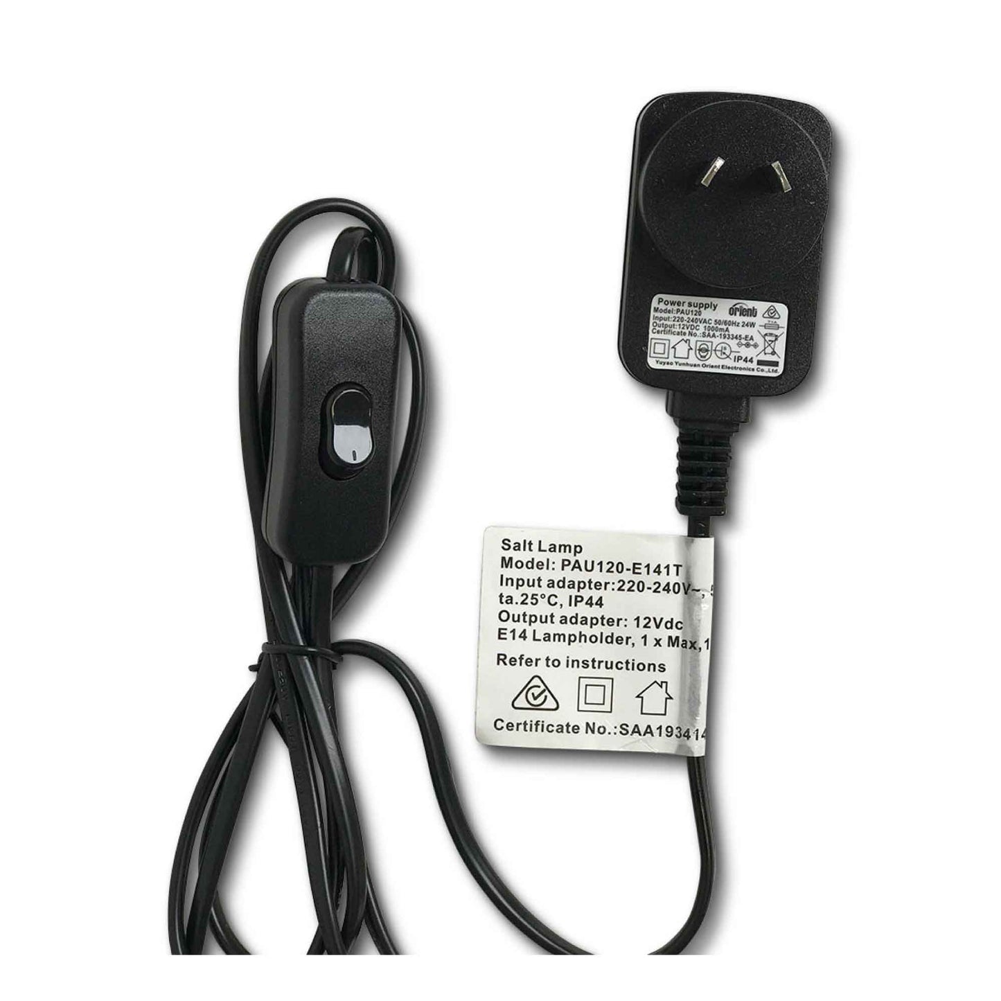 12W 12V Himalayan Pink Salt Lamp - Bud Iron Basket Rock Crystal Light Bulb On/Off Switch