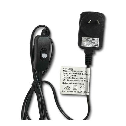 12W 12V Himalayan Pink Salt Lamp - Bud Iron Basket Rock Crystal Light Bulb On/Off Switch