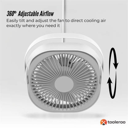 3-Speed USB 20cm Desktop Fan - Quiet Portable Lightweight Rechargeable Cooler