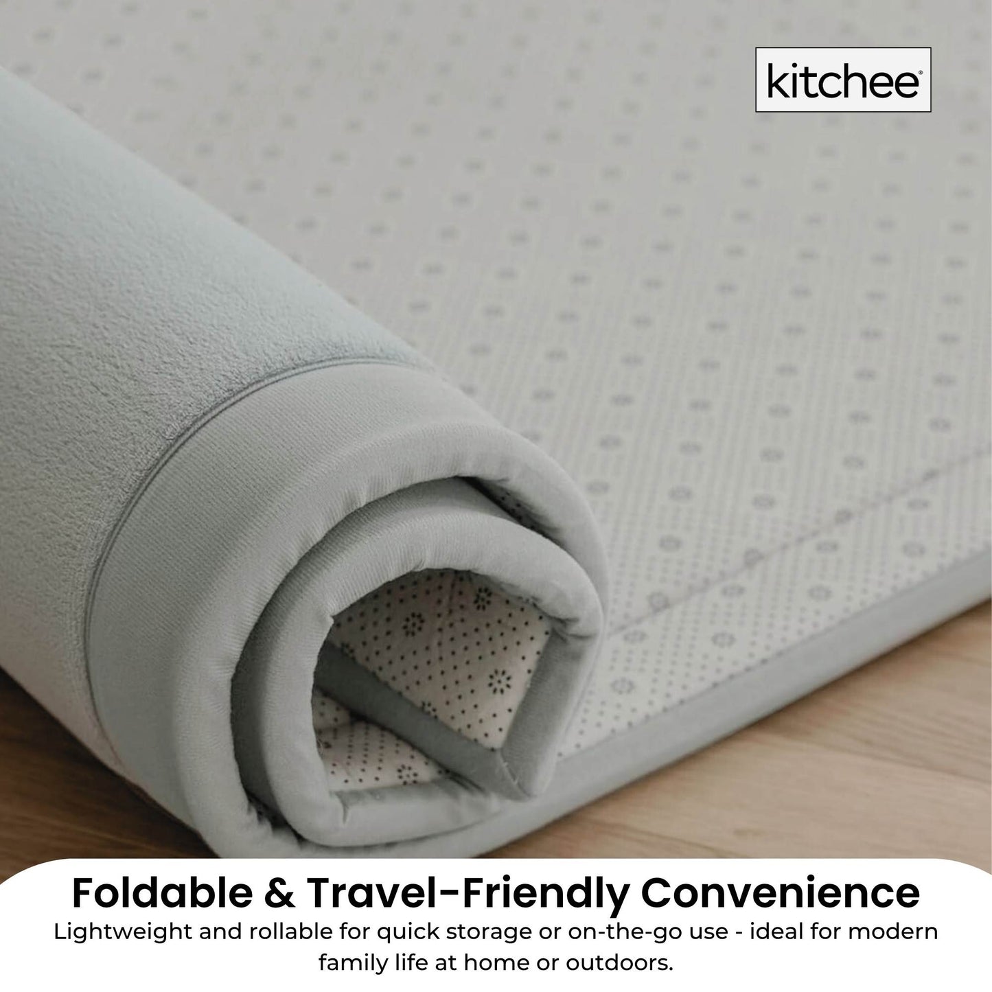 Kitchee Kids Foam Floor Play Mat 150x200cm – Padded Thick Soft Tatami Style Grey