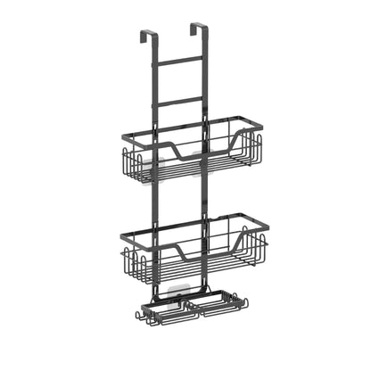 Kitchee 3 Tier Shower Caddy Over Door Bathroom Hanging Shelf Storage Rack Black - Mekamart Australia