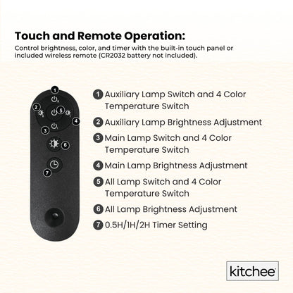 Kitchee Tri-Fold LED Desk Lamp with Clamp - Swinging Arm Eye-Care Dimmable Light