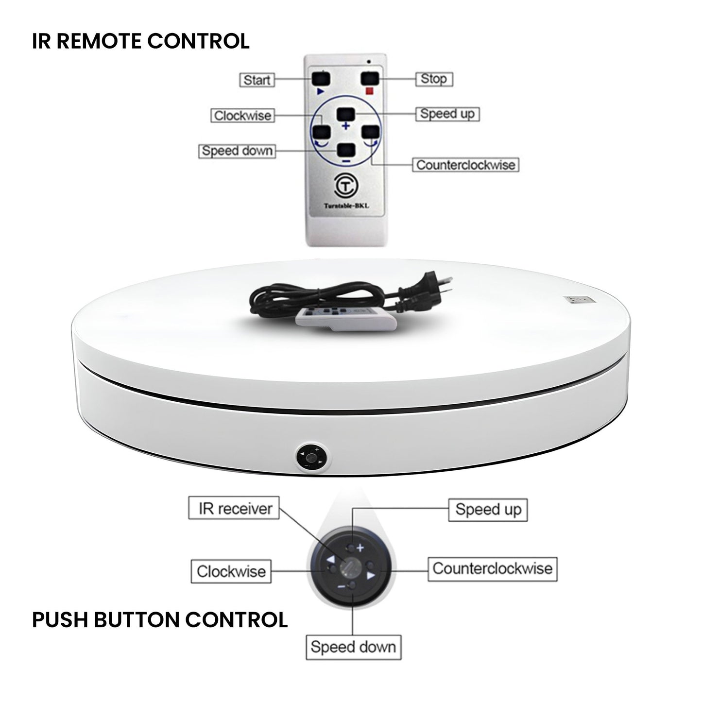 Christabelle 80cm 200kg Commercial Electric Display Turntable Motorised White