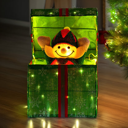 Christabelle Animated Elf Gift Box Led Lights Christmas Tree Decoration Ornament