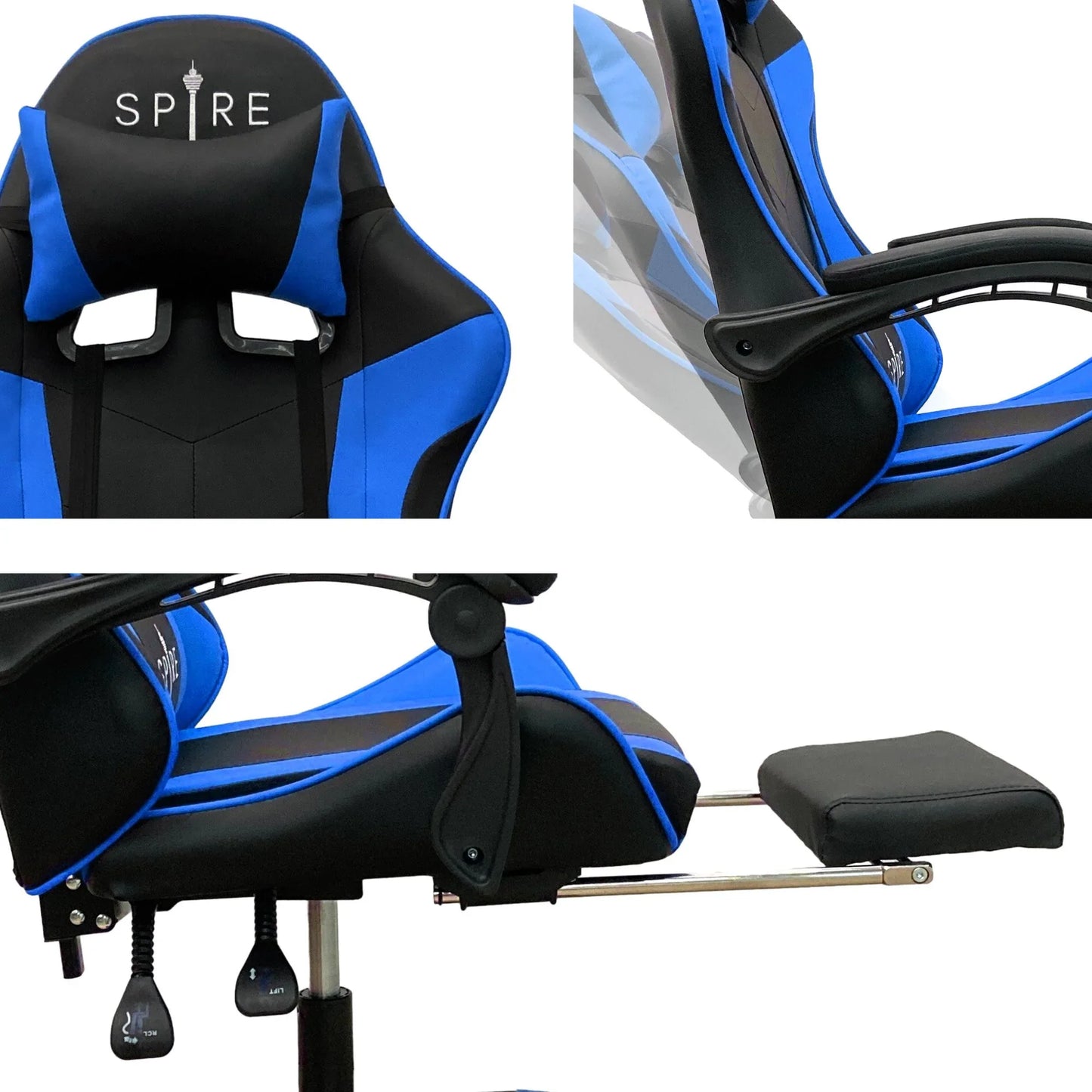 Intex Spire Zinc Blue And Black Adjustable Gaming/office Chair - Mekamart Australia