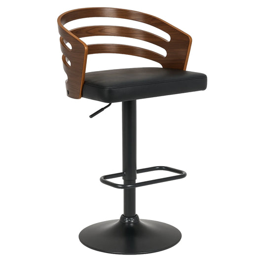 Sarantino Bentwood Walnut Barstool Leather Seat And Metal Base - Mekamart Australia