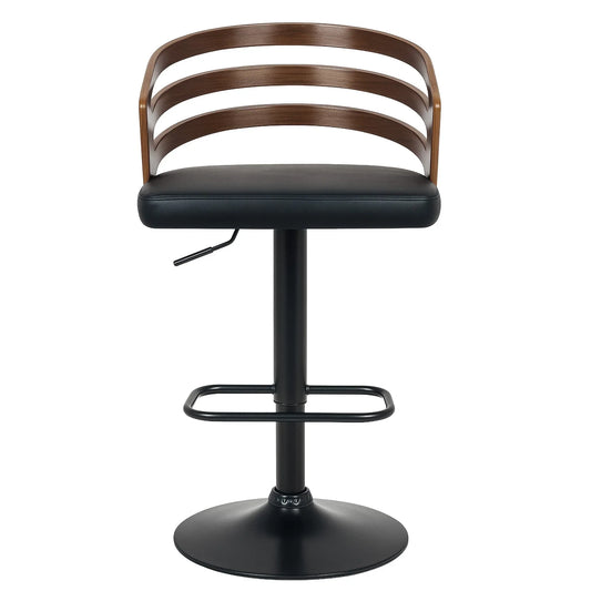 Sarantino Bentwood Walnut Barstool Leather Seat And Metal Base - Mekamart Australia