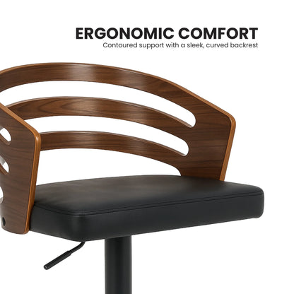 Sarantino Bentwood Walnut Barstool Leather Seat And Metal Base - Mekamart Australia