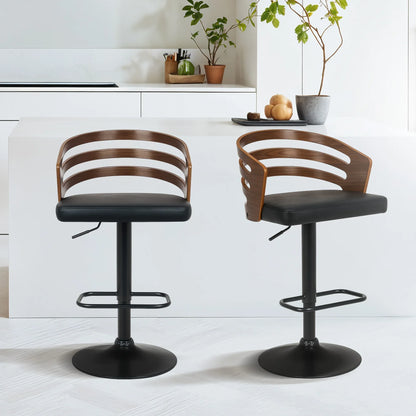 Sarantino Bentwood Walnut Barstool Leather Seat And Metal Base - Mekamart Australia