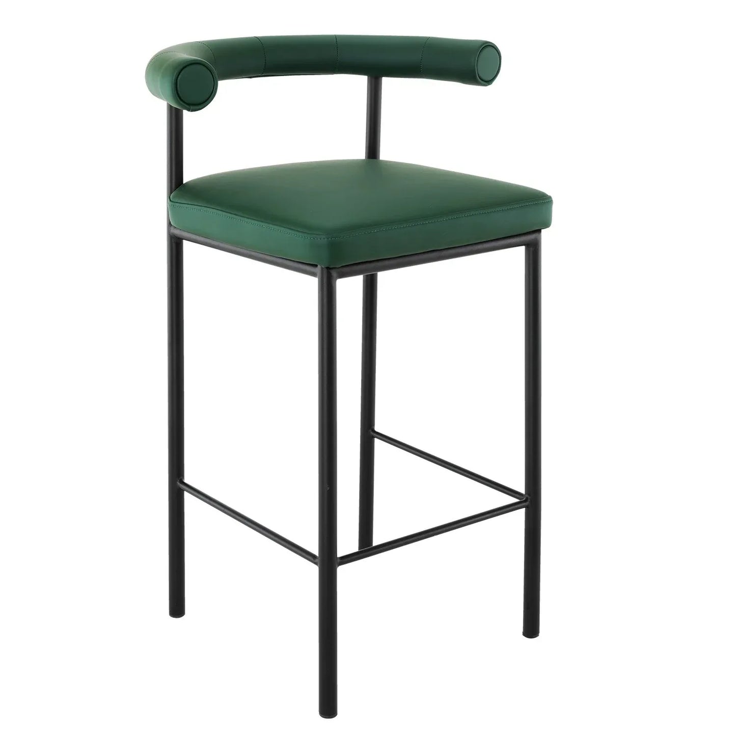 Sarantino Cedric Bar Stool W/ High-density Foam Upholstered In Pu Leather Sturdy Iron Frame Green - Mekamart Australia