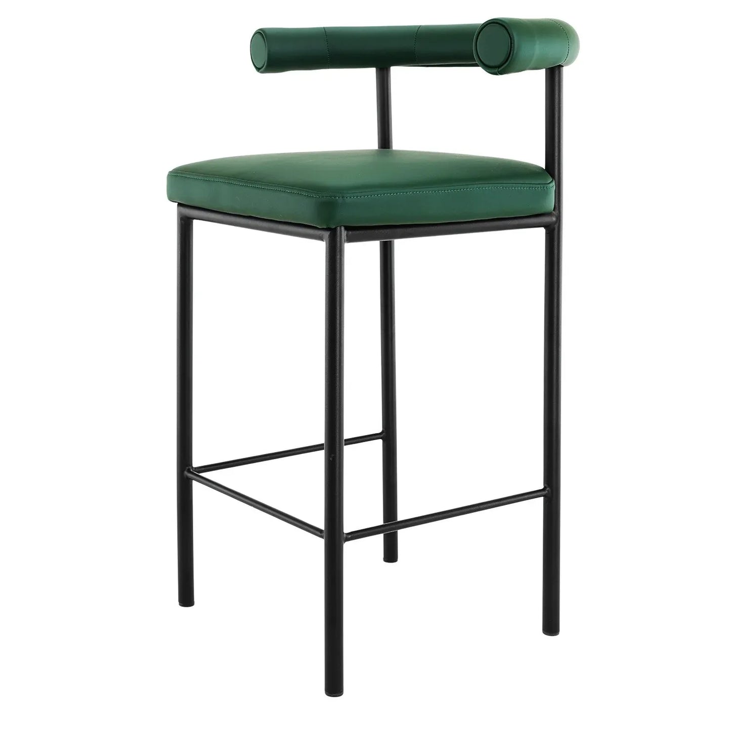 Sarantino Cedric Bar Stool W/ High-density Foam Upholstered In Pu Leather Sturdy Iron Frame Green - Mekamart Australia