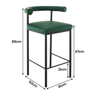Sarantino Cedric Bar Stool W/ High-density Foam Upholstered In Pu Leather Sturdy Iron Frame Green - Mekamart Australia