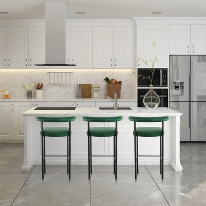 Sarantino Cedric Bar Stool W/ High-density Foam Upholstered In Pu Leather Sturdy Iron Frame Green - Mekamart Australia