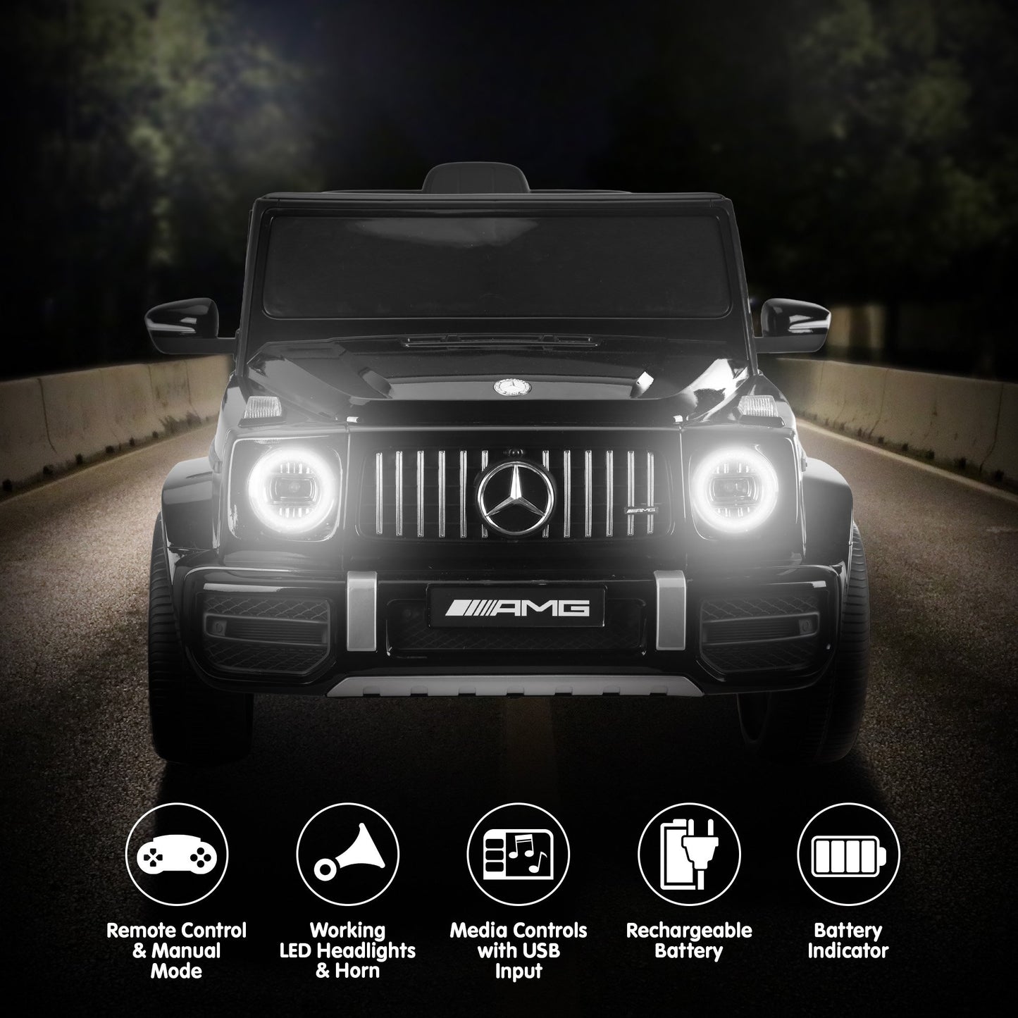 Kahuna Mercedes Benz AMG Licensed G63 Kids Electric Ride On Car Remote Control Dual 25W Motors Music Player LED Lights