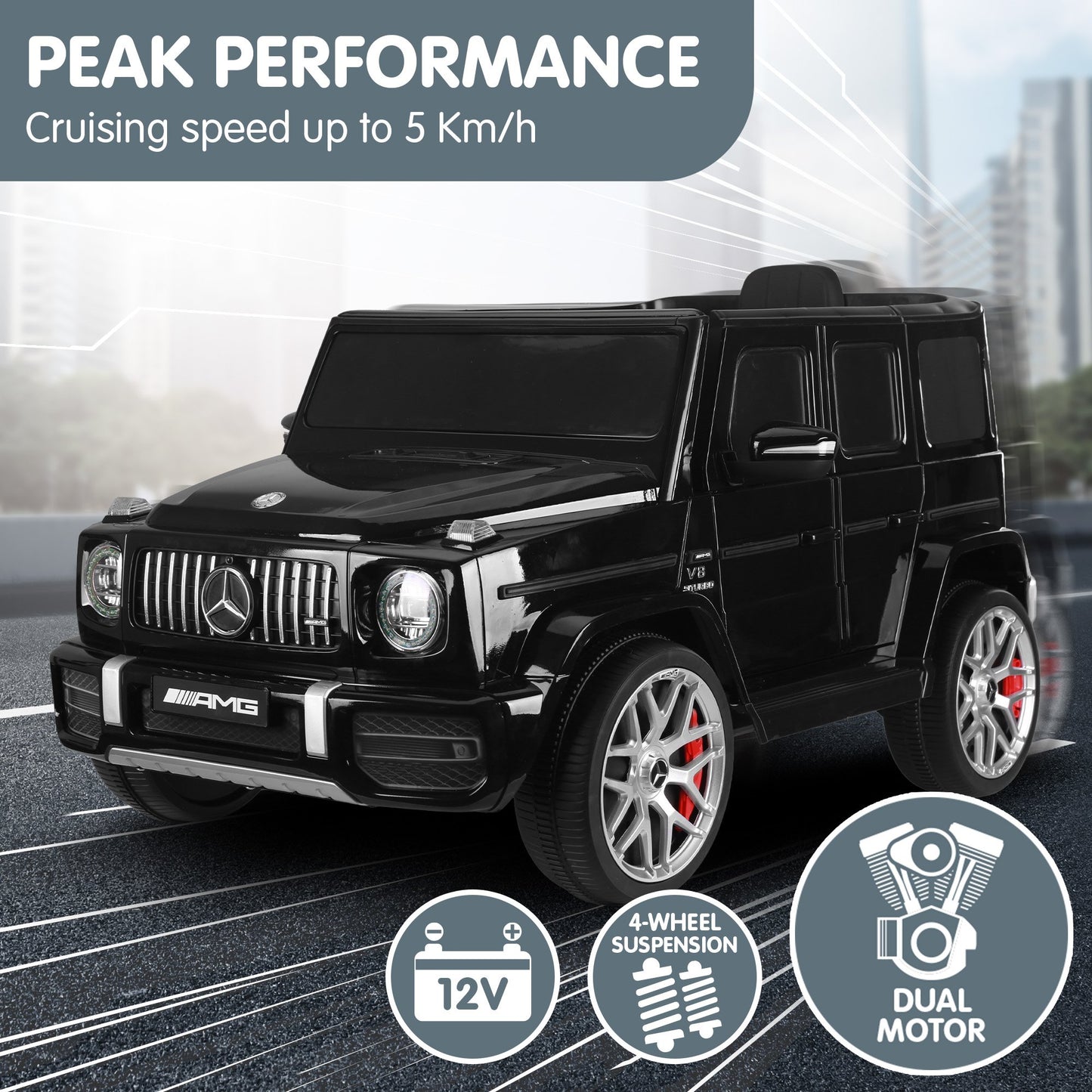 Kahuna Mercedes Benz AMG Licensed G63 Kids Electric Ride On Car Remote Control Dual 25W Motors Music Player LED Lights