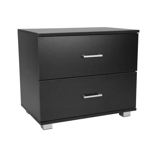 Sarantino Bedside Table Cabinet Storage Chest 2 Drawers Lamp Side Nightstand - Black - Mekamart Australia