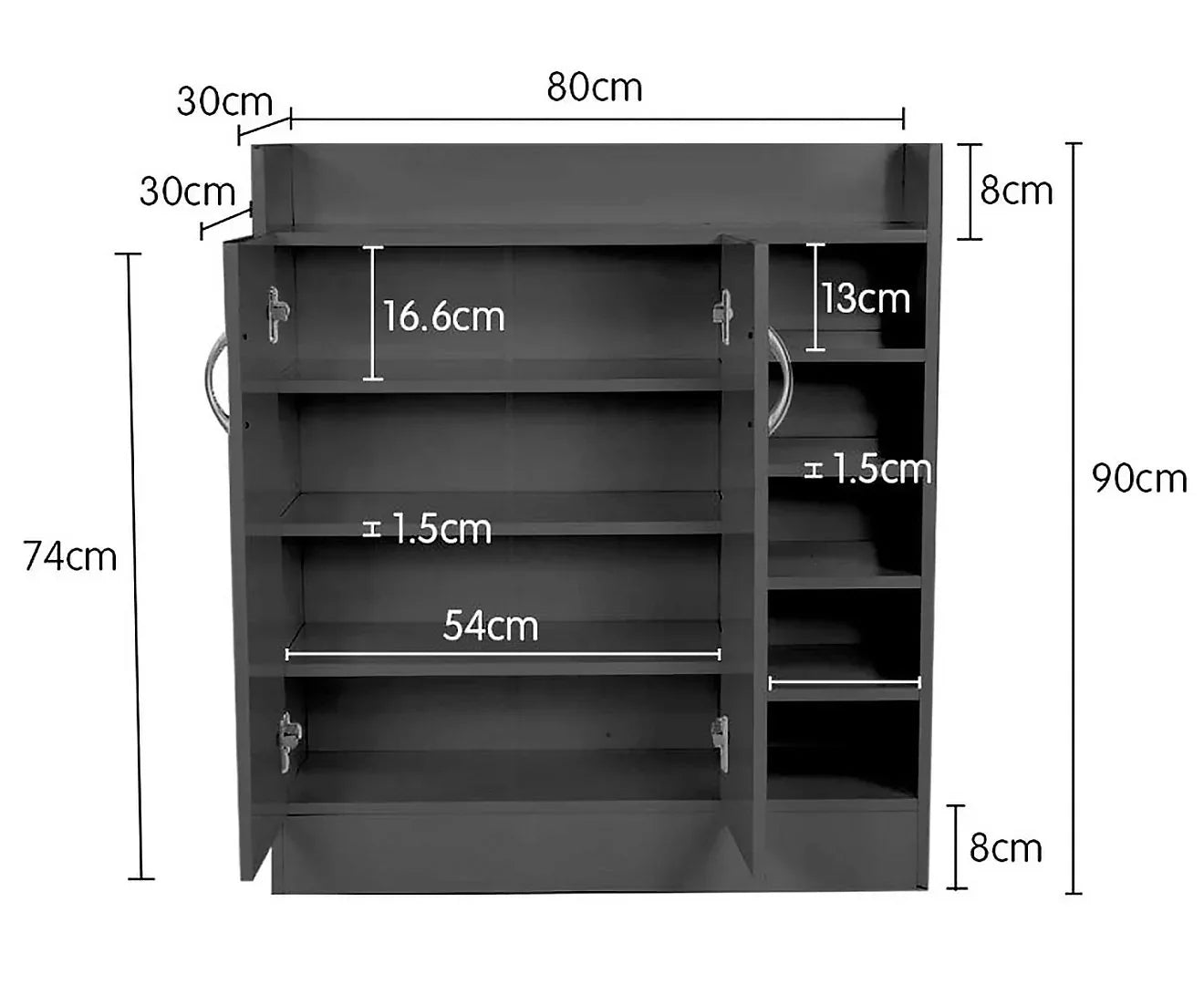 Sarantino 21 Pairs Shoe Cabinet Rack Storage Organiser 80 x 30 x 90cm in Black - Mekamart Australia
