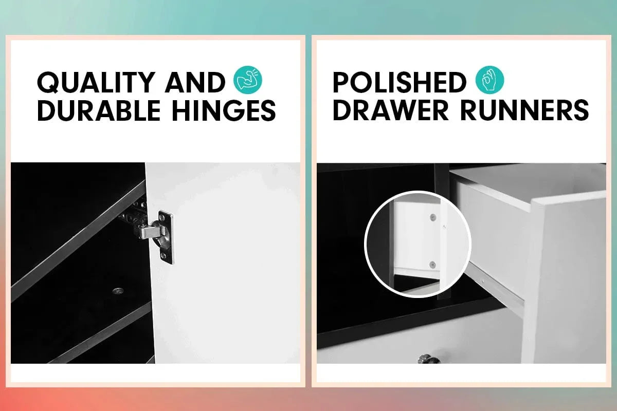 Sarantino Shoe Rack Cabinet Wooden Storage Organiser Shelf Cupboard Drawer - Mekamart Australia