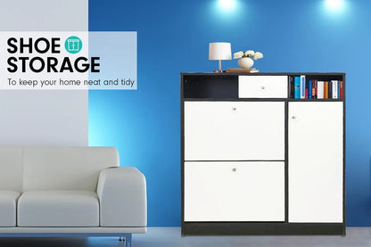 Sarantino Shoe Rack Cabinet Wooden Storage Organiser Shelf Cupboard Drawer - Mekamart Australia