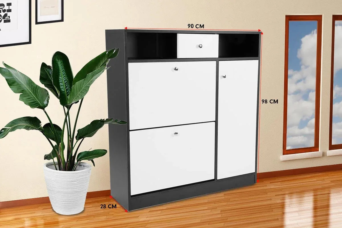 Sarantino Shoe Rack Cabinet Wooden Storage Organiser Shelf Cupboard Drawer - Mekamart Australia