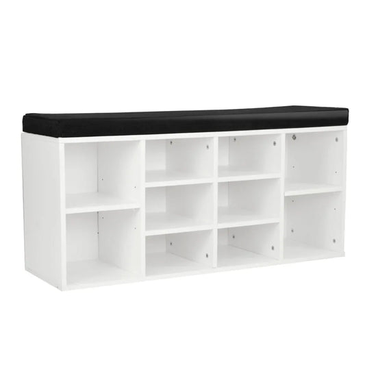 Sarantino New 10 Pairs Shoe Cabinet Rack Storage Organiser Shelf Stool Bench Wood - White - Mekamart Australia