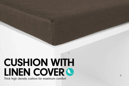 Sarantino Shoe Rack Cabinet Organiser Brown Cushion Bench Stool - 104 X 30 X 45 - White - Mekamart Australia