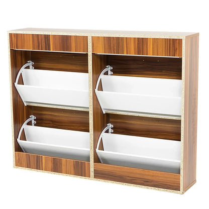 Sarantino 24 Pairs Shoe Cabinet Rack Storage Cupboard Organiser Shelf Walnut Drawers Chest - Mekamart Australia