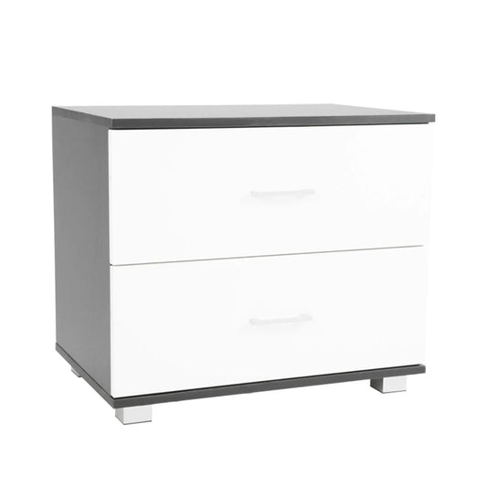 Sarantino Bedside Table Cabinet Storage Chest 2 Drawers Lamp Side Nightstand White Black - Mekamart Australia