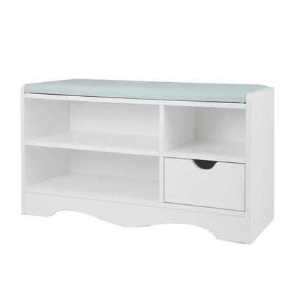 Sarantino Shoe Rack Cabinet Organiser Grey Cushion Stool Bench - 80 X 30 X 45 - White - Mekamart Australia