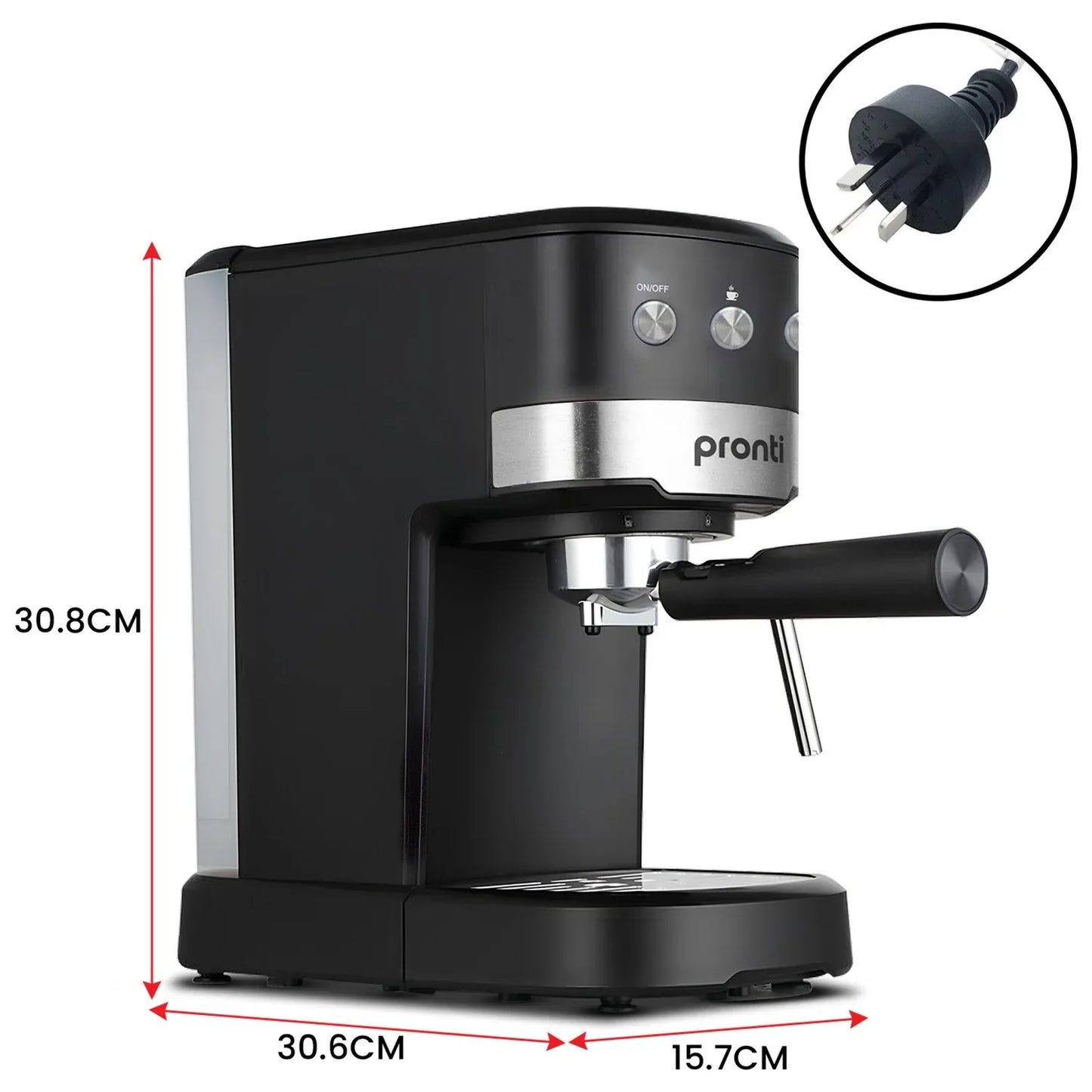 Pronti CM-850D Coffee Machine 20 Bar Espresso Maker with Milk Frother and 1.25L Tank