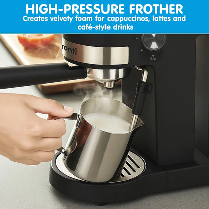 Pronti CM-850D Coffee Machine 20 Bar Espresso Maker with Milk Frother and 1.25L Tank
