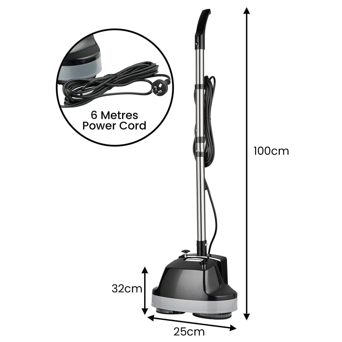 Kartrite Hauskeeper Gen2 5-in-1 Black Electric Floor Polisher Hard Waxer Buffer Scrubber Cleaner 240v With Twin Rotating Brushes 6m Power Cord