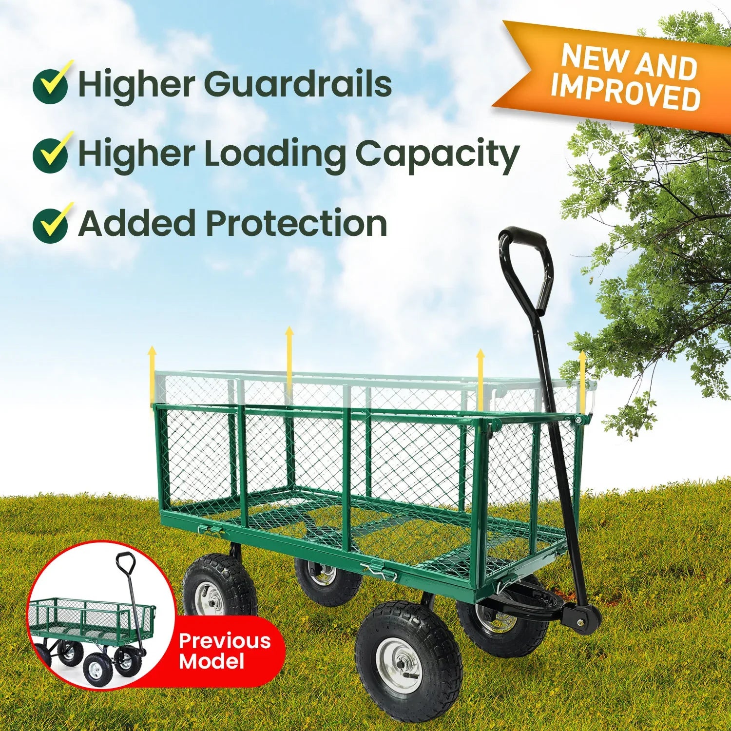 Wallaroo Steel Mesh Garden Trolley Cart - Green - Mekamart Australia
